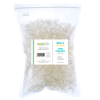 Size '3' Empty Gelatin Capsules - Quantity 1000 Size '3' Empty Gelatin Capsules - Quantity 1000