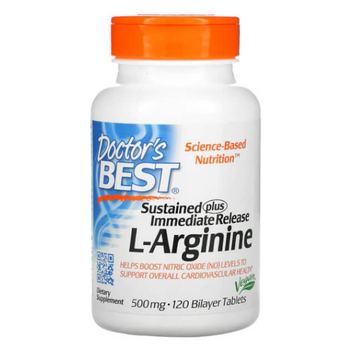 Doctor's Best L-Arginine (Sustained + Immediate Release) - 120 Bilayer Tablets  Doctor's Best L-Arginine (Sustained + Immediate Release) - 120 Bilayer Tablets