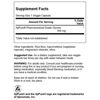 Swanson Glycine 500mg Supplement Facts Swanson Glycine 500mg Supplement Facts