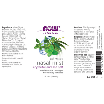 NOW Foods Nasal Mist Activated - 59ml  NOW Foods Nasal Mist Activated - 59ml