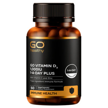 GO Vitamin D3 1,000IU 1-A-Day Plus With Vitamin C & Zinc - 60 Vege Capsules GO Vitamin D3 1,000IU 1-A-Day Plus With Vitamin C & Zinc - 60 Vege Capsules
