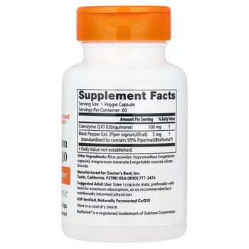 Doctor's Best High Absorption CoQ10 with BioPerine 100mg - 60 Vege Capsules  Doctor's Best High Absorption CoQ10 with BioPerine 100mg - 60 Vege Capsules