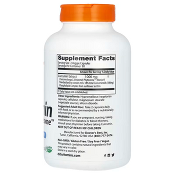 Doctors Best Curcumin Phytosome With Meriva® - 180 Vege Capsules 