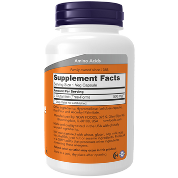 NOW Foods L-Glutamine 500mg - 120 Vege Capsules