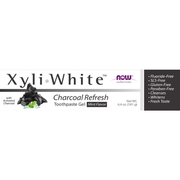 NOW Foods XyliWhite Toothpaste Gel (Charcoal Refresh, Mint Flavour) 