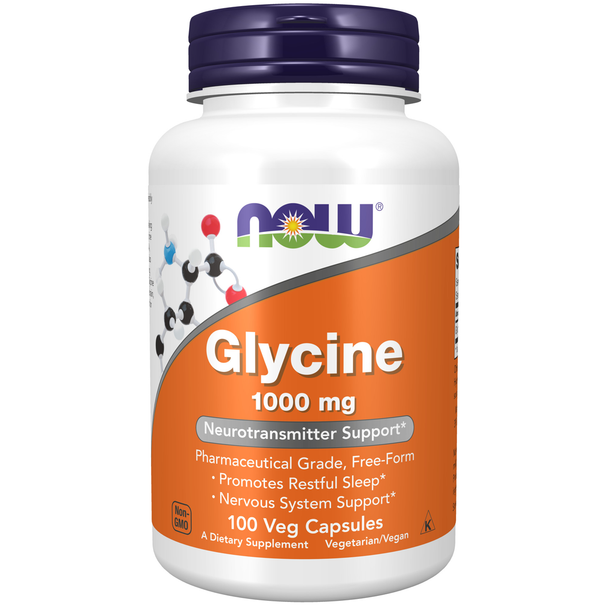 Now Foods Glycine 1000mg (Neurotransmitter Support) - 60 Vege Capsules