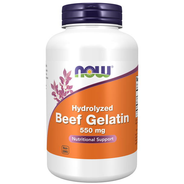 Now Foods Hydrolyzed Beef Gelatin 550mg - 200 Capsules