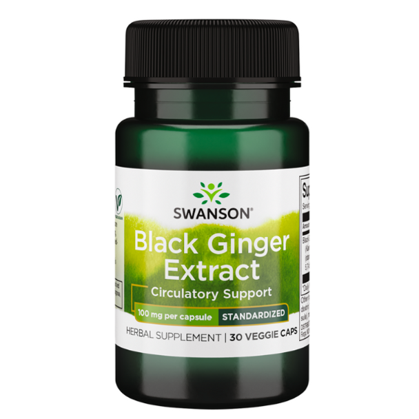 Swanson Black Ginger Extract 100mg - 30 Vege Capsules