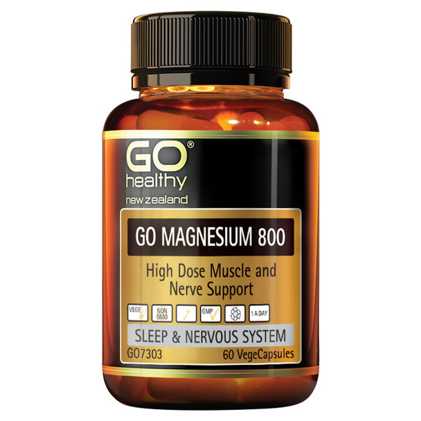 GO Magnesium 800 (High Dose Muscle & Nerve Support) - 60 Vege Capsules