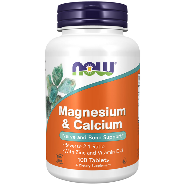 NOW Foods Magnesium & Calcium 2:1 Ratio with Zinc & Vitamin D-3 - 100 Tablets