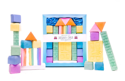 Let your child's imagination and creativity soar with this set of castle shaped building block chalk pieces!