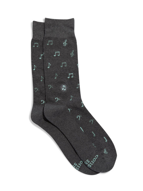 Socks That Support Music (Gray Music Notes)