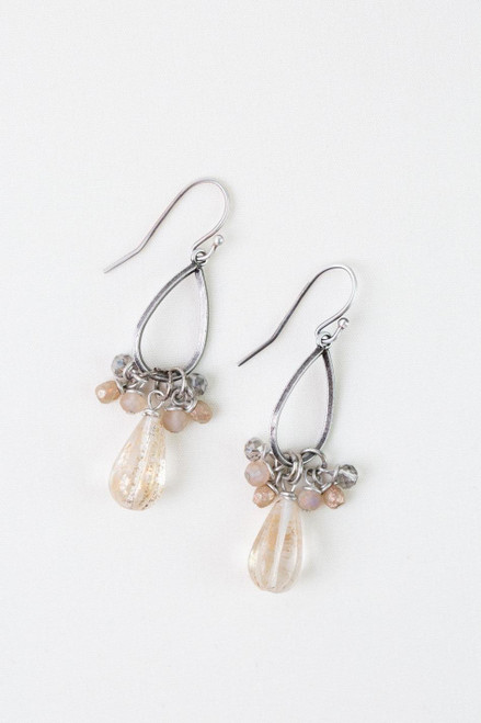 Blush Crystal, Czech Glass Dangle Earrings