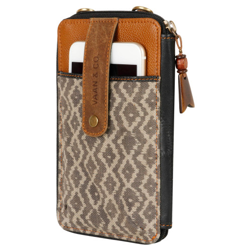 Cross Body Mobile Wallet from Upcycled Genuine Leather