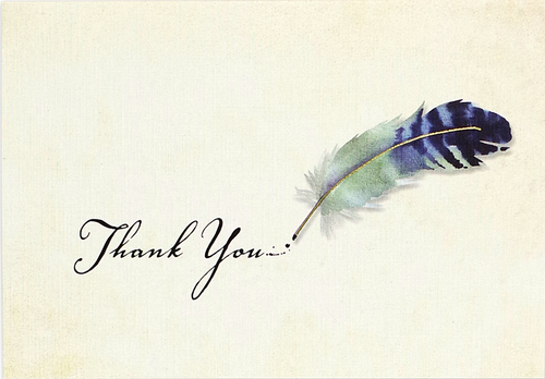 Watercolor Quill Thank You Cards