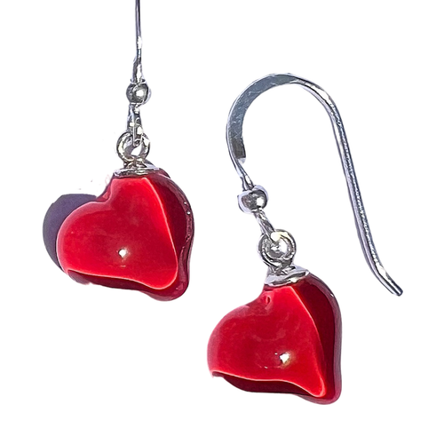Red Mini Heart Glass Earrings