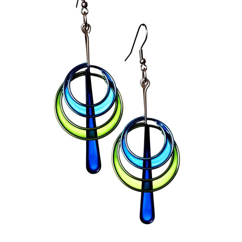 420 Blue Green Stainless Steel and Resin Earring 420 Blue Green Stainless Steel and Resin Earring