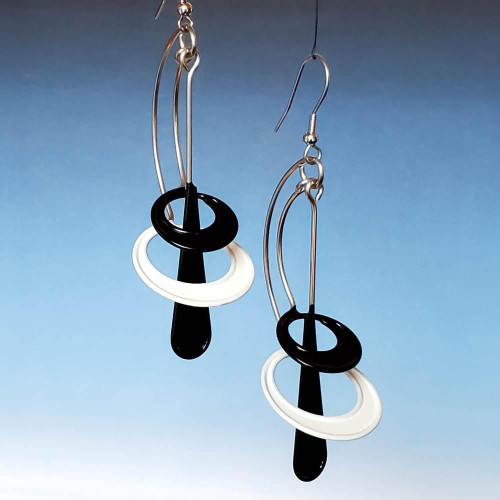 501 Black & White Stainless Steel and Resin Earring