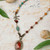 Earthen Carnelian, Czech Glass, Turquoise With Agate Pendant Collage Necklace