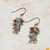 Earthen Czech Glass, Antique Silver Leaves Dangle Earrings