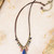 Storyteller 16-18" Strawberry Quartz, Lapis, Wood Cluster Necklace