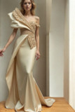 Asymmetric Dramatic Shoulder Gown