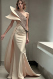 Sculpted-Shoulder Gown