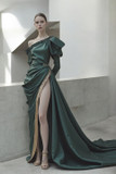 Asymmetrical Flounce Shoulder Gown