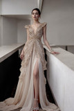 Embellished Cap-Sleeve Gown
