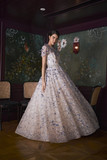 Lil Short Sleeve Sequin Floral Tulle Ball Gown