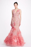 Feather Embroidered Trumpet Gown