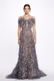 Crystal and Feather Embroidered Gown
