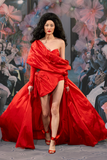 Draped High-Low Evening Gown
