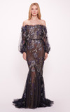 Long- Sleeve Embroidered Gown