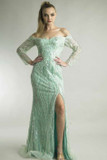 Scalloped Off Shoulder Gown