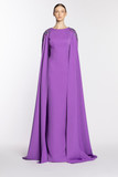 Crepe Gown with Embroidered Cape