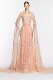 Dropped Shoulder Embroidered Gown
