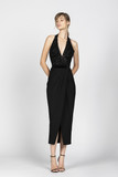 Sequin Embroidered Halter Neck Midi Dress