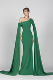 One Shoulder Crepe Marocain Gown