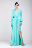 Crepe Georgette Long Sleeve Gown