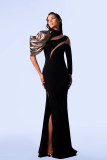 Asymmetric Long Sleeve Gown