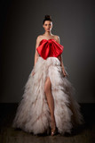 Strapless A-Line Slit Gown