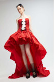 Ruched Strapless High-Low Gown
