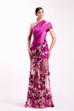 One Shoulder/ Crepe and Satin Gown