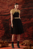 Gold Top with Flared Tulle Skirt