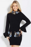 Embellished Long Bell Sleeve- Cocktail Dress