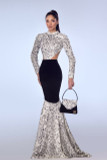Crepe and Sequin Gown