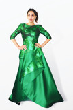 Long Sleeve Brocade Gown