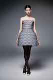 Sequin and Tulle Strapless Cocktail Dress