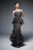 Strapless Chiffon, Tulle and Sequin Gown